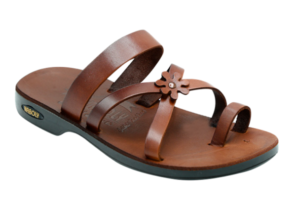 NABOLY Model 01 floral multi-strap toe-loop sandal in brown
