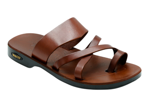 NABOLY Model 03 cross-strap toe-loop sandal in brown