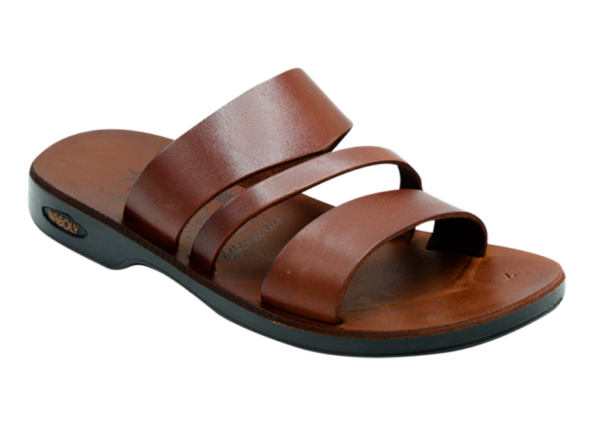 NABOLY Model 04 three-strap slide sandal in brown