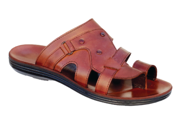 NABOLY Model 109-2 riveted cutout toe-loop sandal in brown