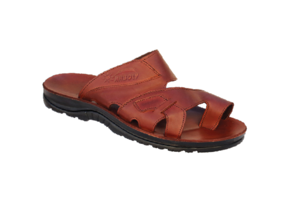 NABOLY Model 115 embossed cutout toe-loop sandal in brown