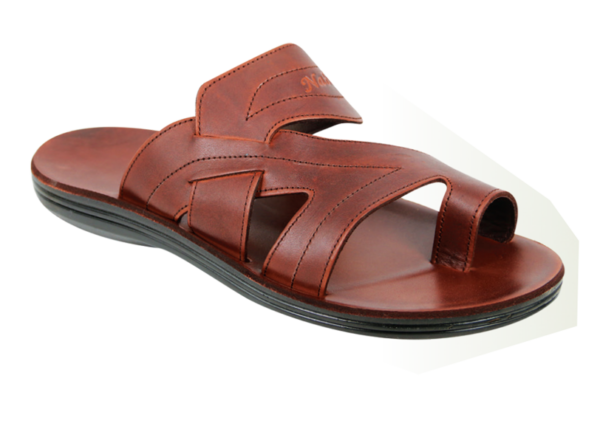 NABOLY Model 119-2 geometric cutout toe-loop sandal in brown