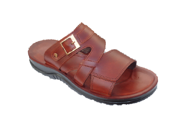 NABOLY Model 124 buckle-accent cutout slide sandal in brown