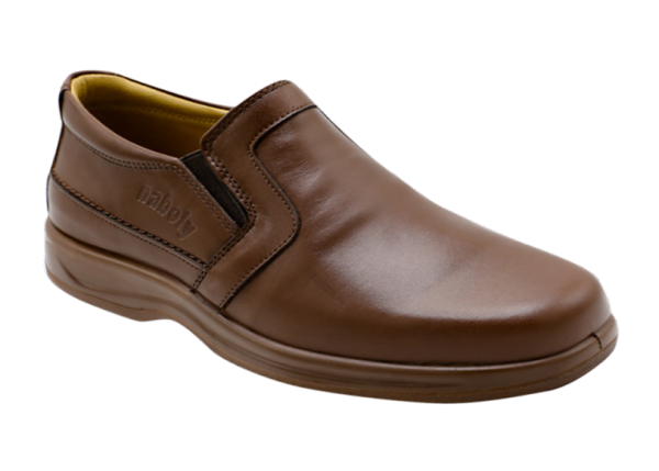NABOLY Model 4004 plain-toe elastic-gore dress shoe in brown