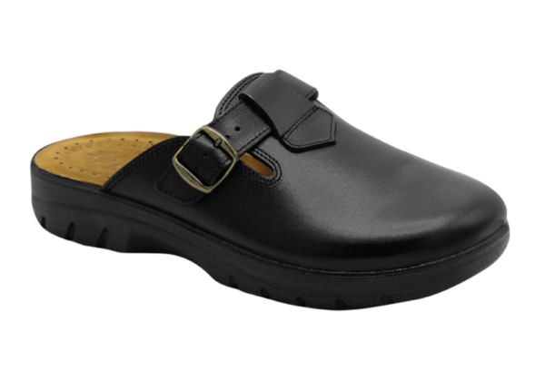 NABOLY Model 55 buckle strap slip-on clog in black