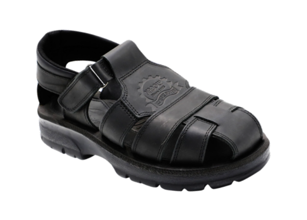 NABOLY Model 83 caged closed-toe fisherman sandal in black