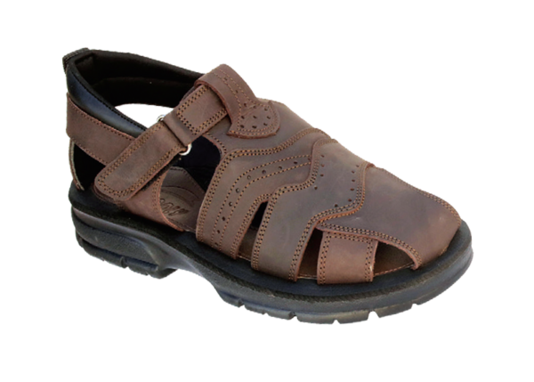 NABOLY Model 86 perforated closed-toe fisherman sandal in brown